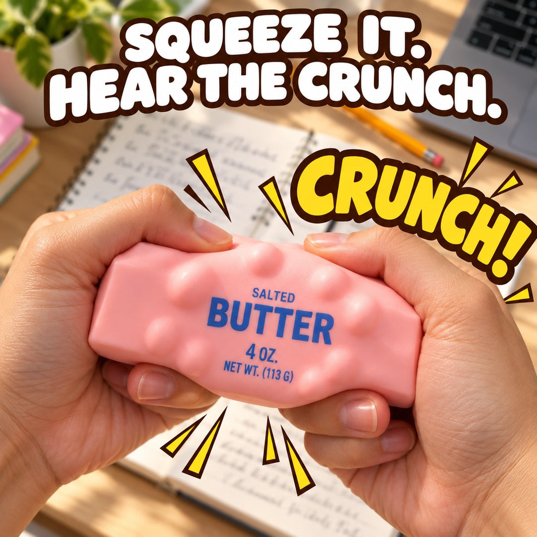 Hands squeezing the butter stick squishy